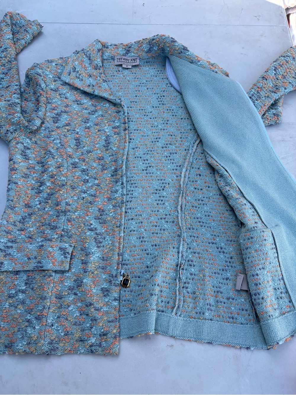 Tiffany & Co. Blue Multi Bouclé Zip Jacket - Picture 6 of 9